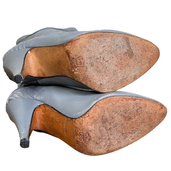 Biondini Vintage Gray Leather Heeled Size 5 Boot - Picture 7 of 12